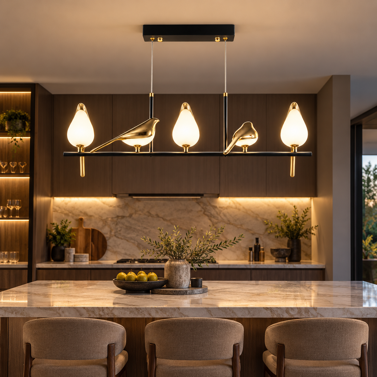 Golden Songbird Linear LED Pendant Light