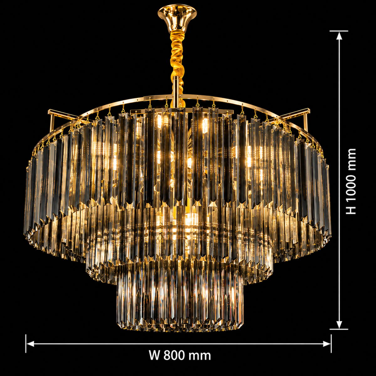 Aurelius Cascade Smoke Crystal Chandelier