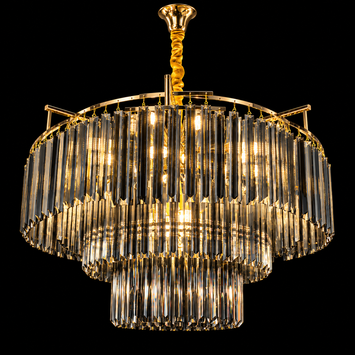 Aurelius Cascade Smoke Crystal Chandelier