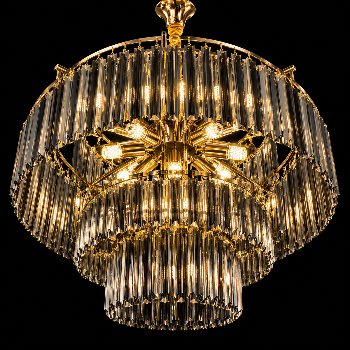 Aurelius Cascade Smoke Crystal Chandelier