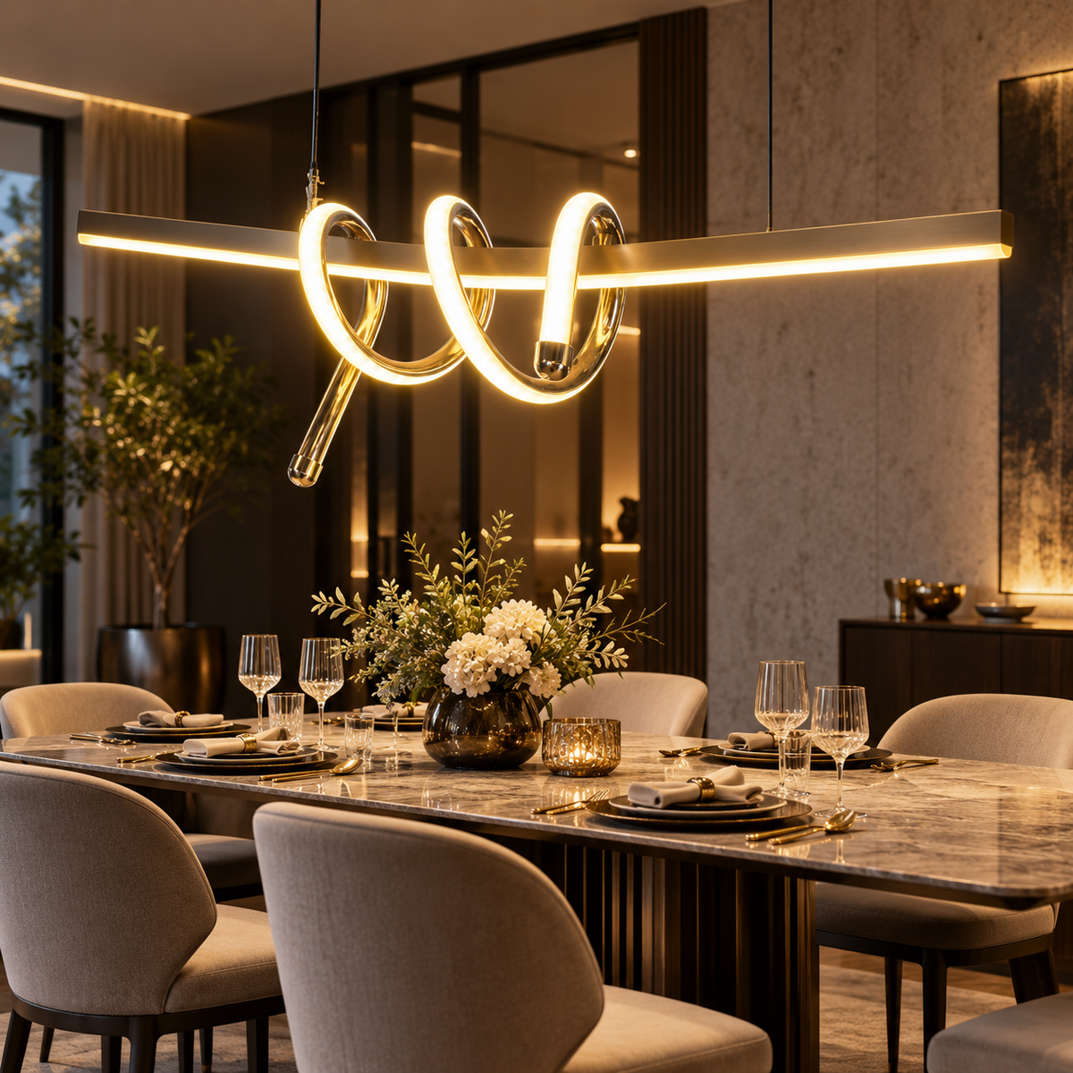 Lunara Spiral Gold LED Pendant Light
