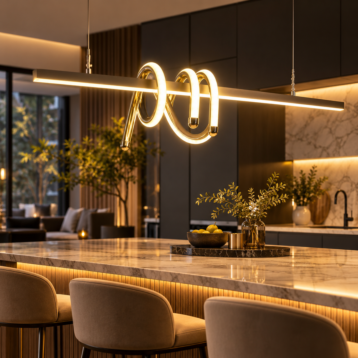 Lunara Spiral Gold LED Pendant Light