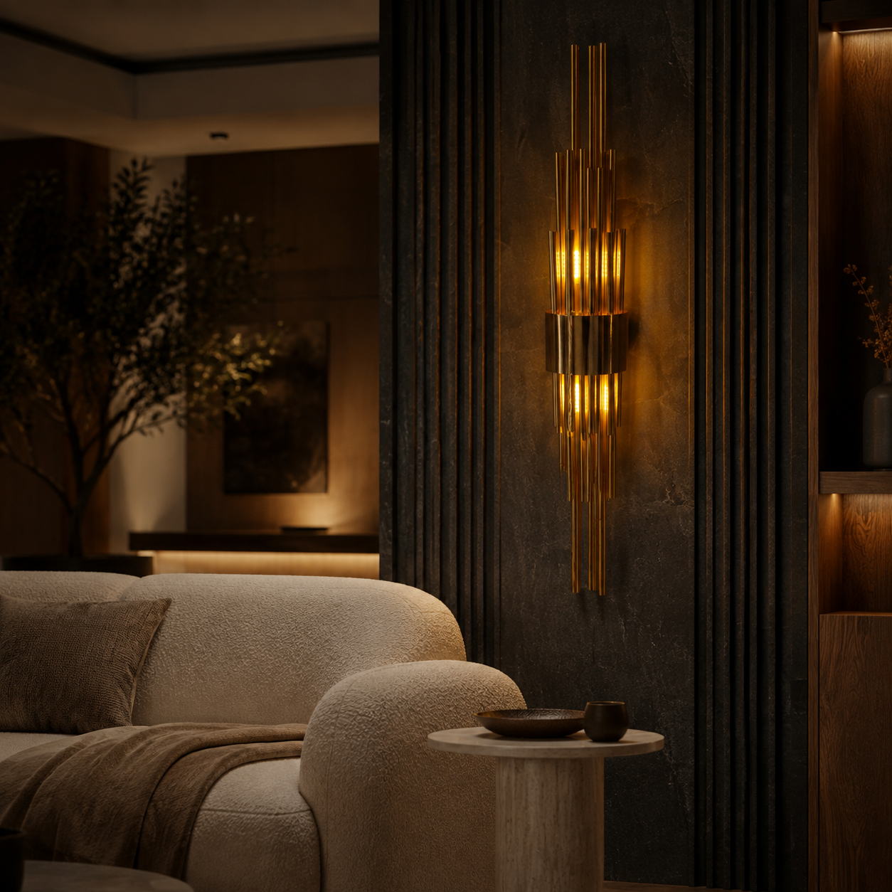 Aurora Cascade Gold Wall Light