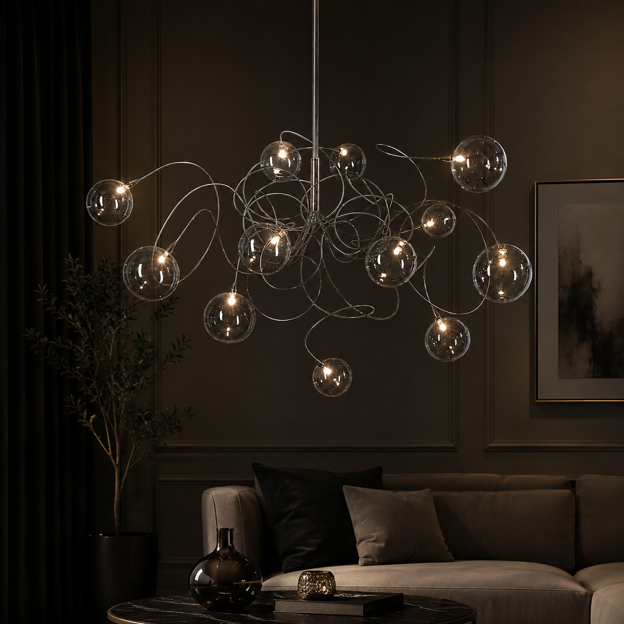 Shadow Dance (Chrome) Glass Chandelier