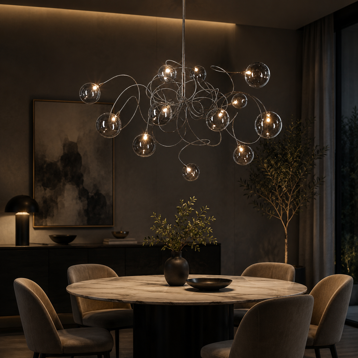 Shadow Dance (Chrome) Glass Chandelier