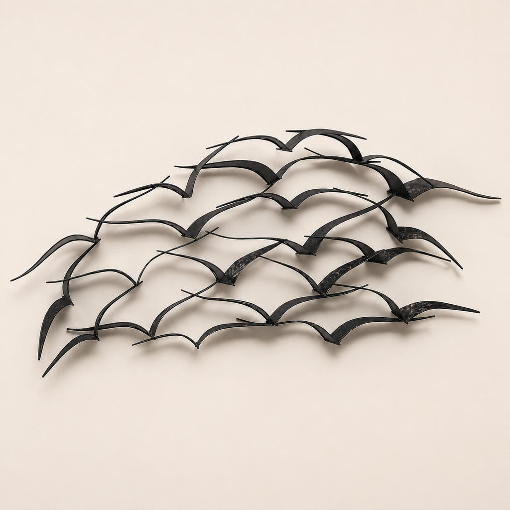 Sculpted Flight Wall Art – Black Metal Abstract Bird Panel