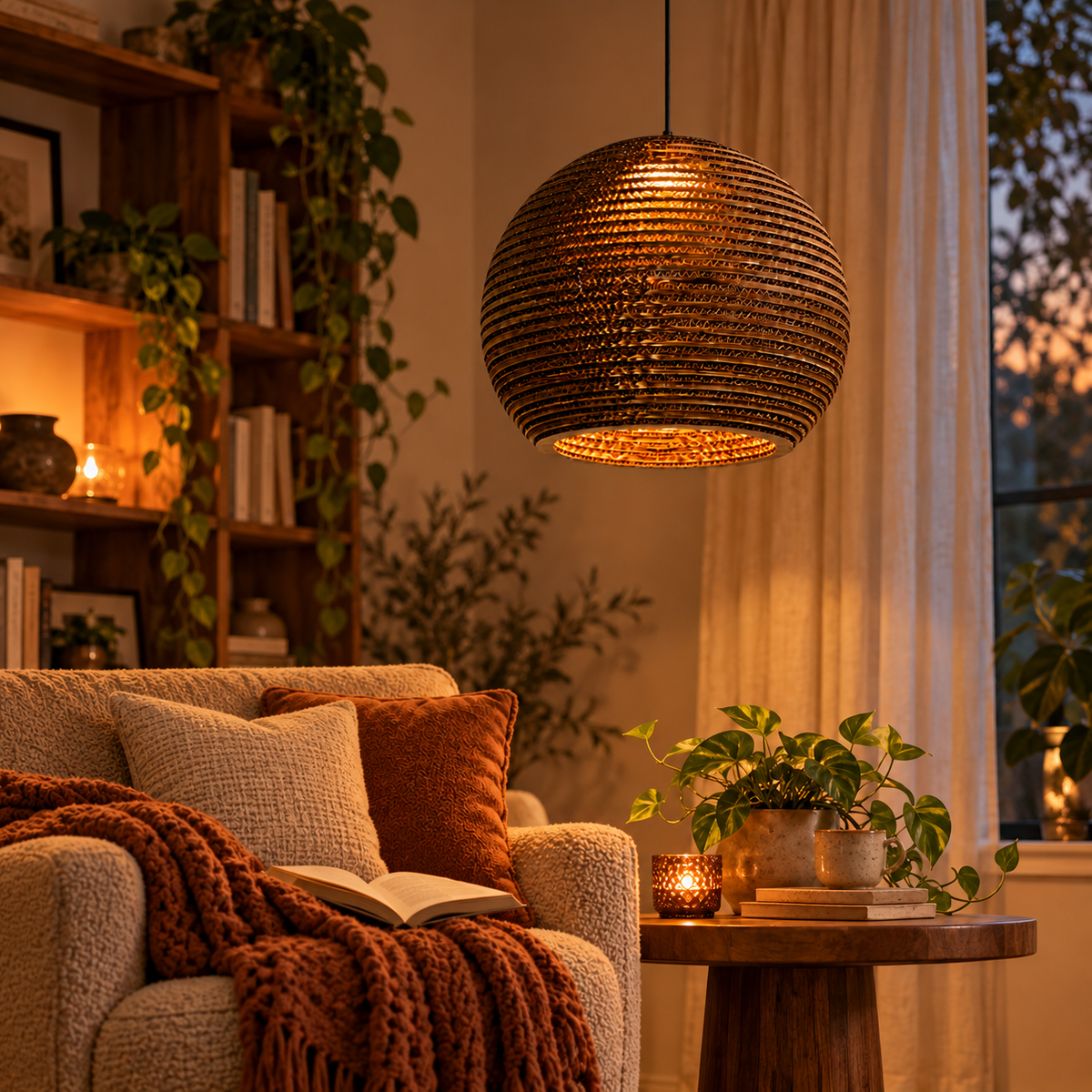 Aura Wooden Globe Pendant Light