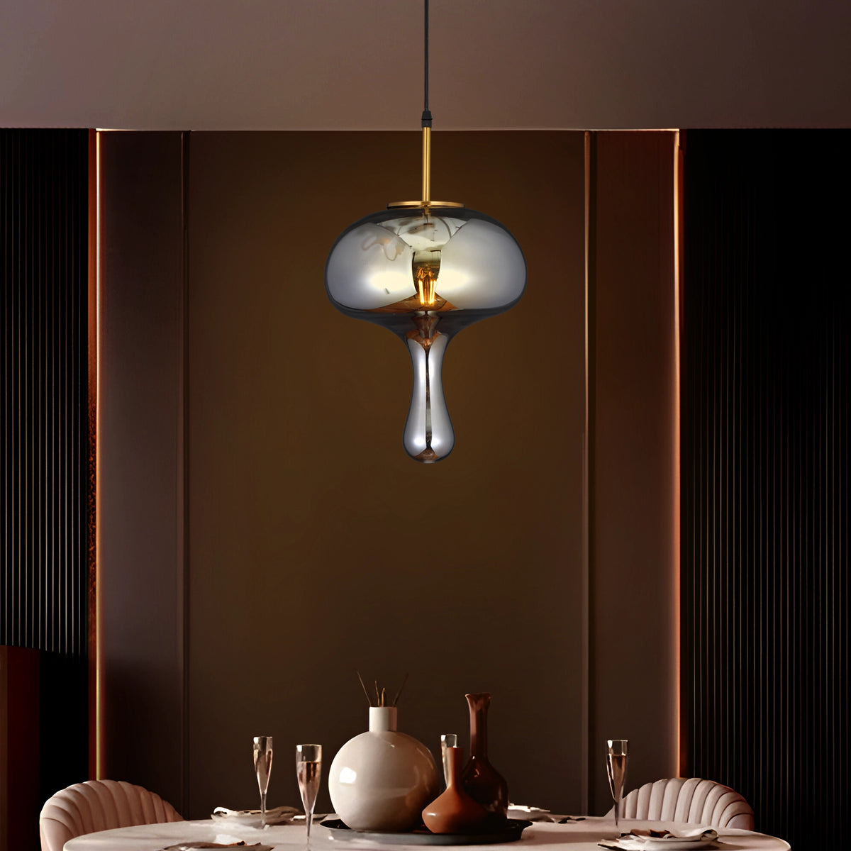 Chroma Flow Modern Smoked Glass Pendant Light