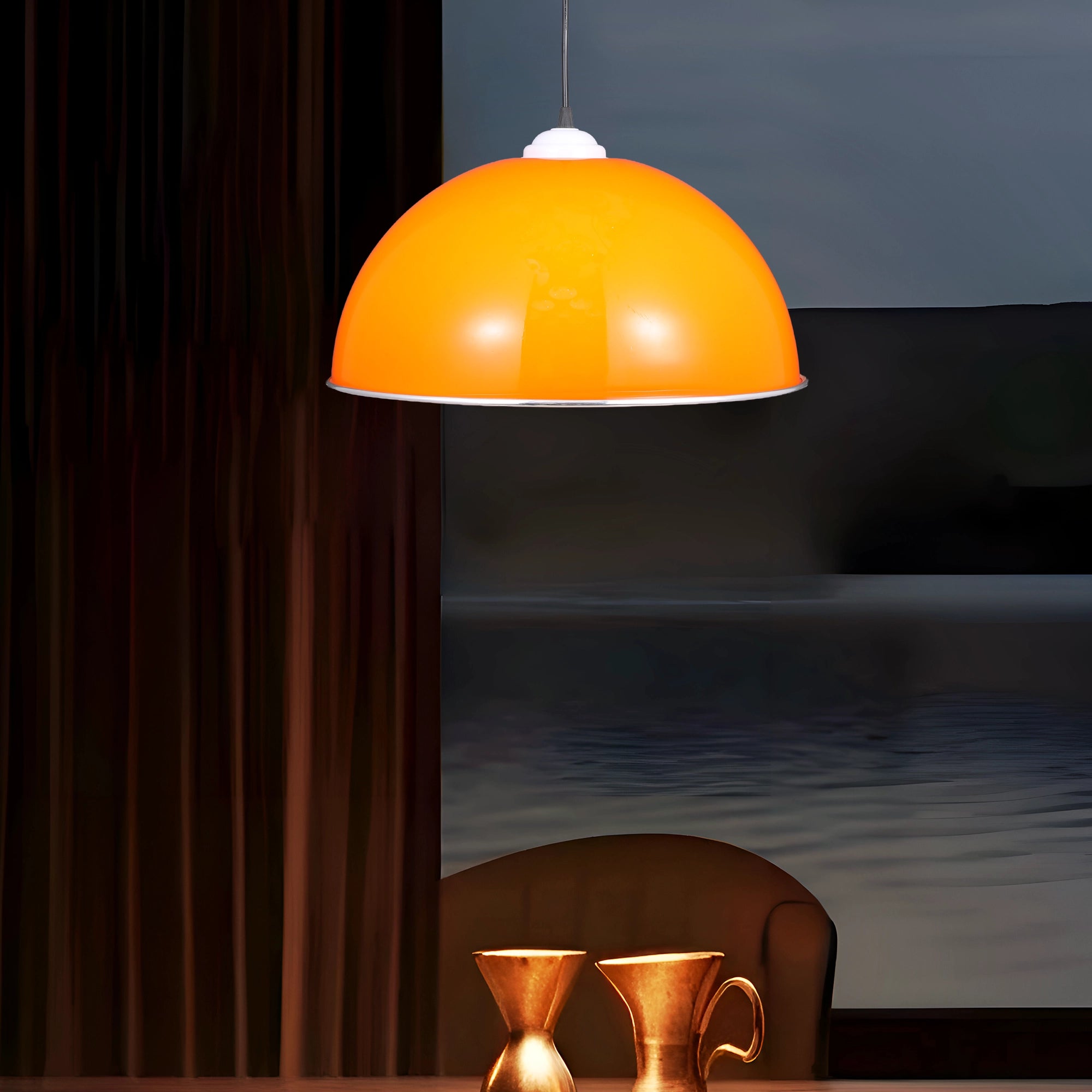 Citrus Glow Vibrant Domed Pendant Light