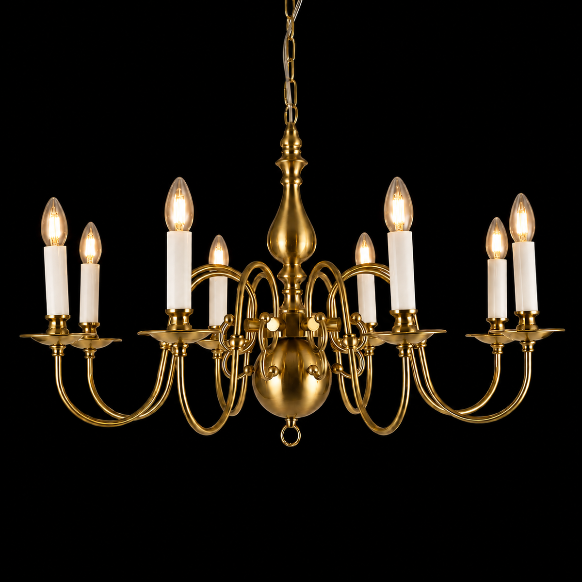 Antique Brass 8-Light Classic Candle Chandelier