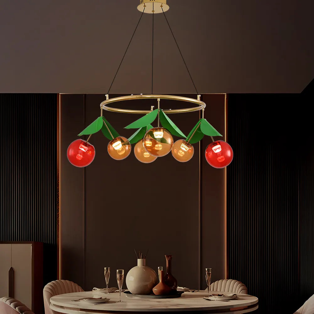 Colorful Cherry Drop Artistic Glass Chandelier