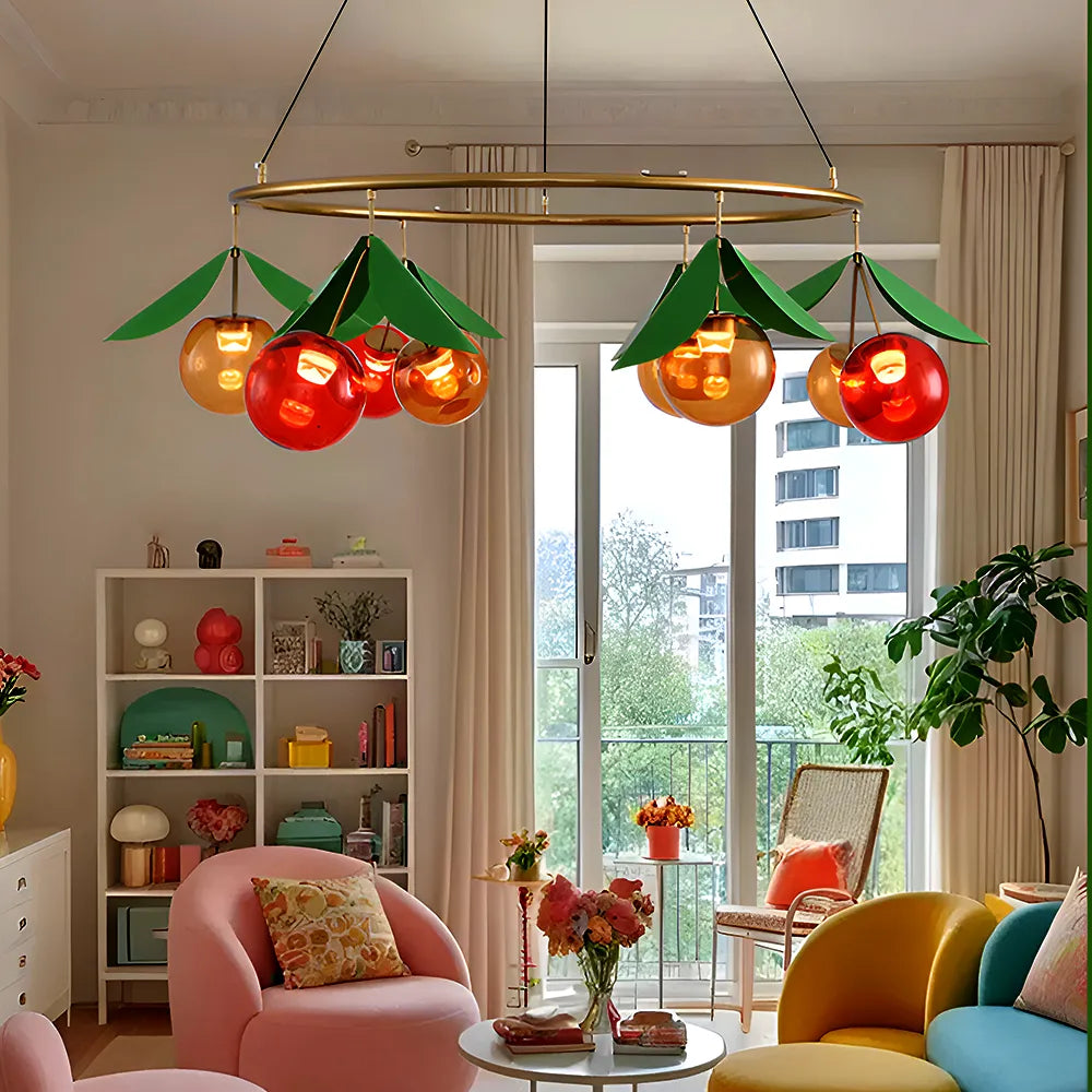 Colorful Cherry Drop Artistic Glass Chandelier