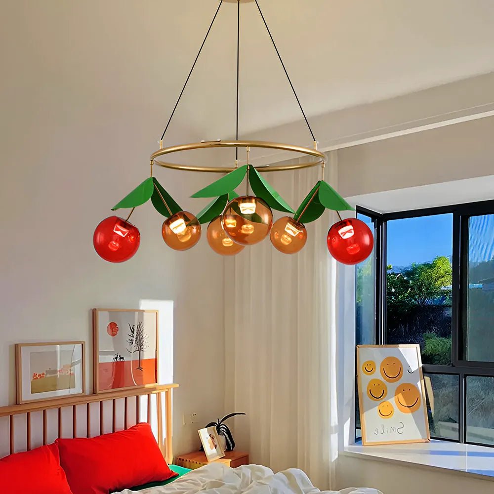 Colorful Cherry Drop Artistic Glass Chandelier