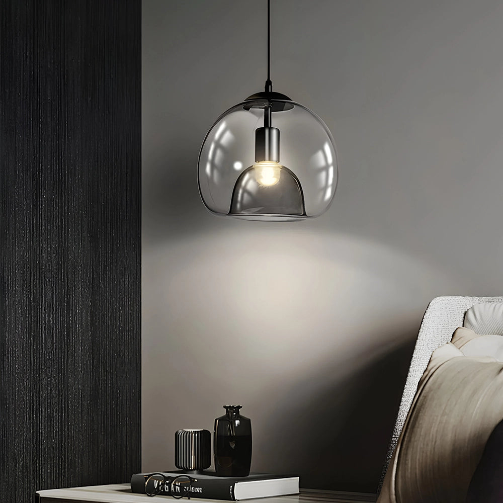 Modern Eres Smoked Glass Globe Pendant Light
