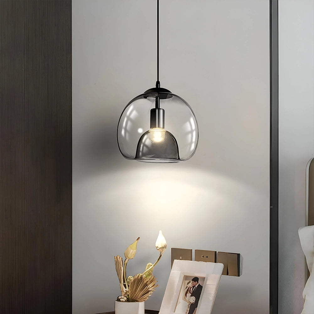 Modern Eres Smoked Glass Globe Pendant Light