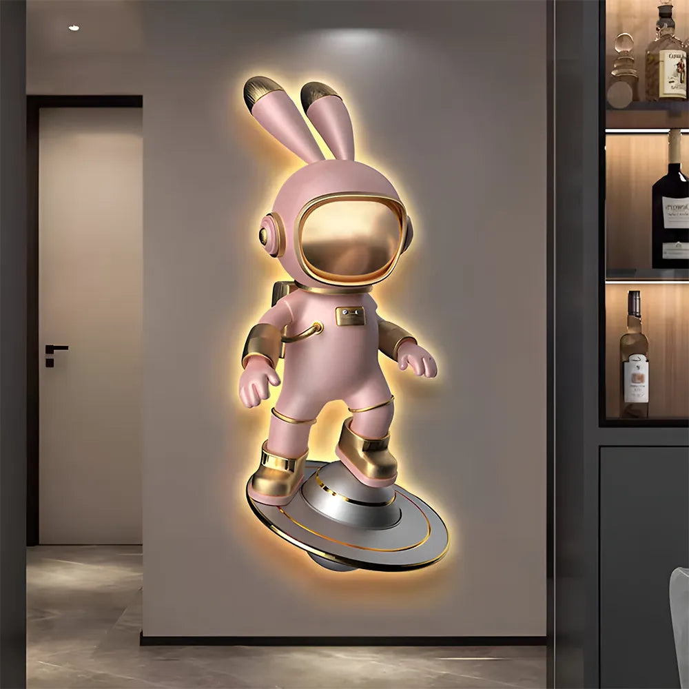 Cosmic Bunny Astronaut Figure Wall Art