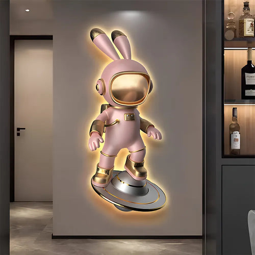 Cosmic Bunny Astronaut Figure Wall Art