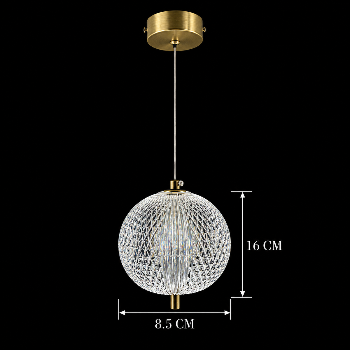 Celestia Crystal Globe Pendant Light – Antique Gold Finish