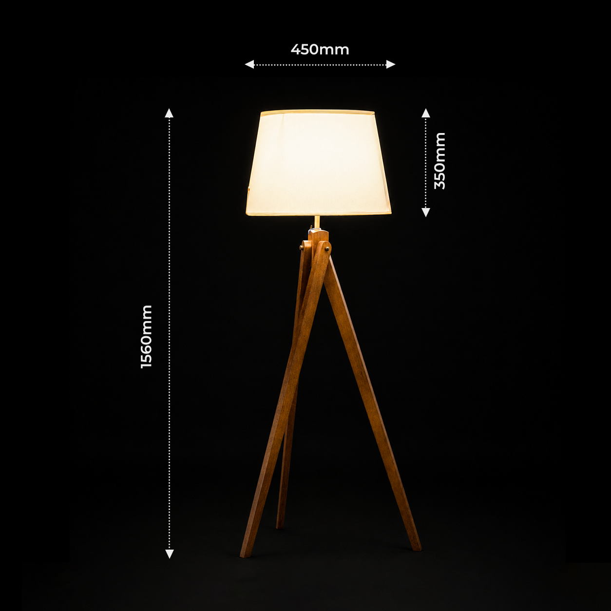 Modern Wooden Tripod Floor Lamp with Fabric Shade