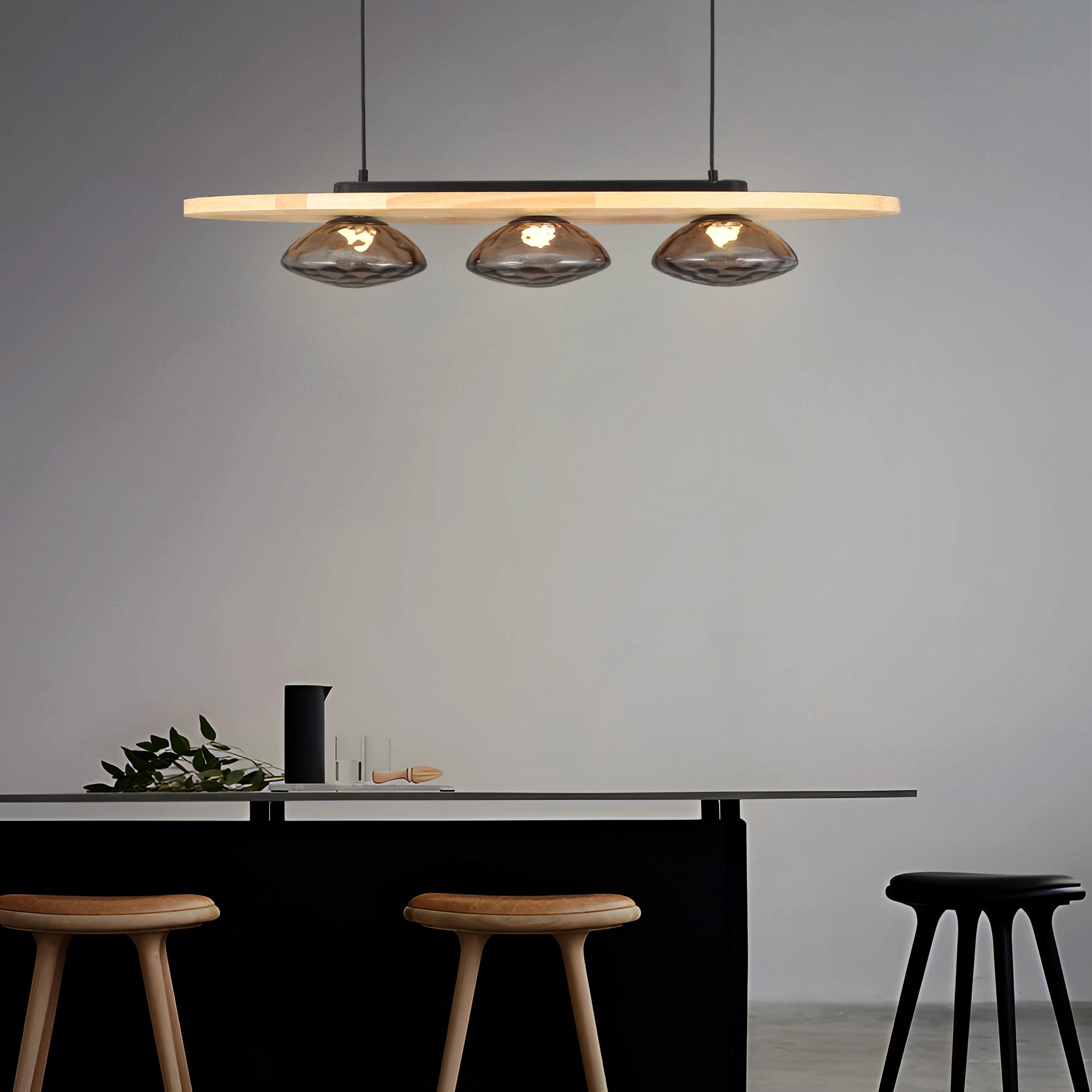 Driftwood Glow Modern Wood Linear Chandelier