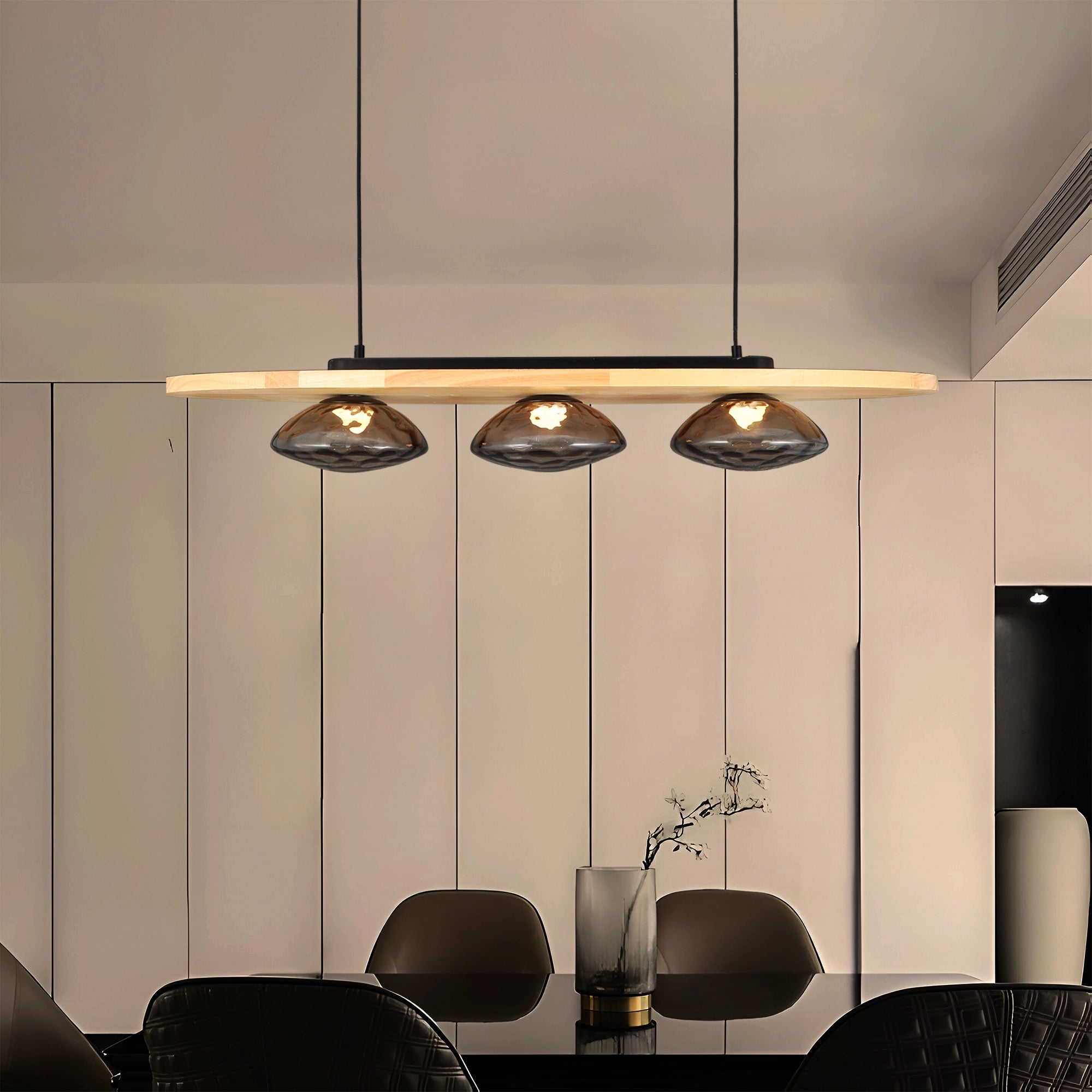 Driftwood Glow Modern Wood Linear Chandelier