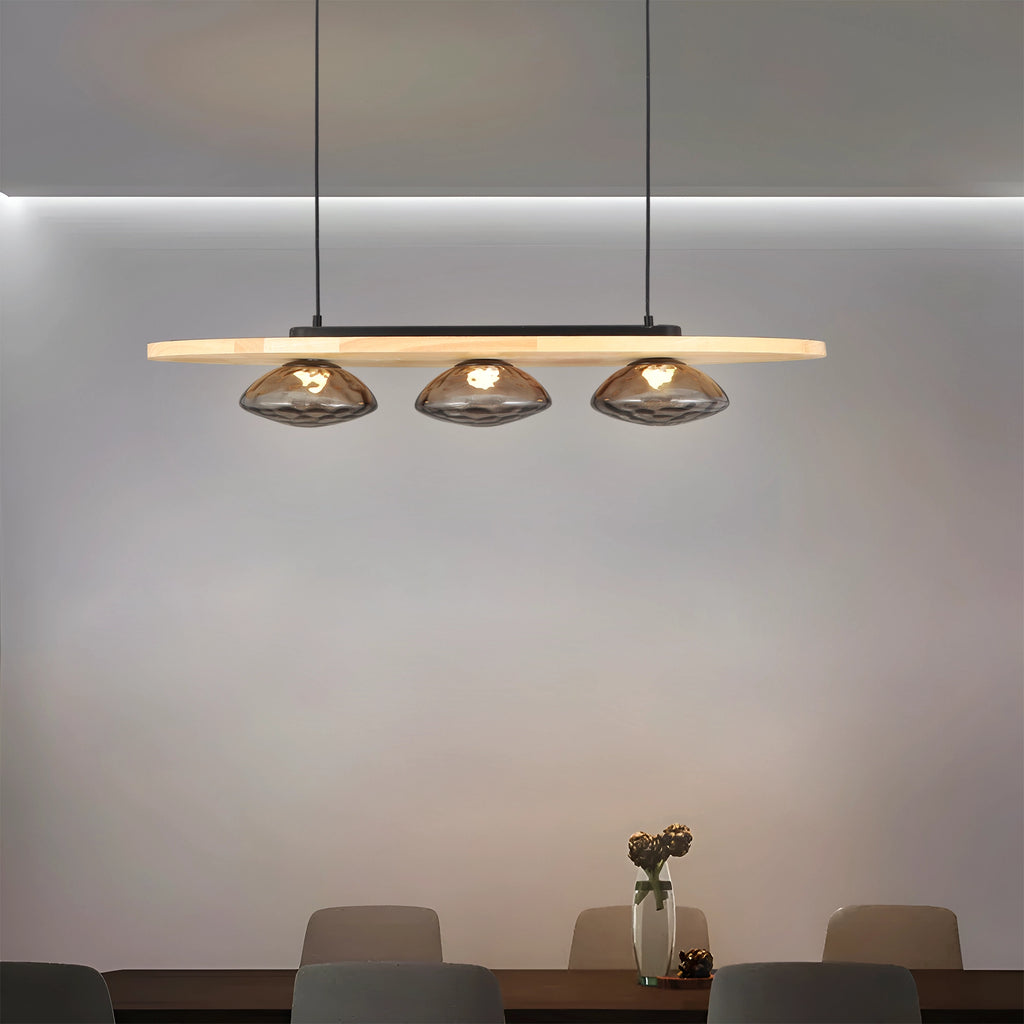 Driftwood Glow Modern Wood Linear Chandelier