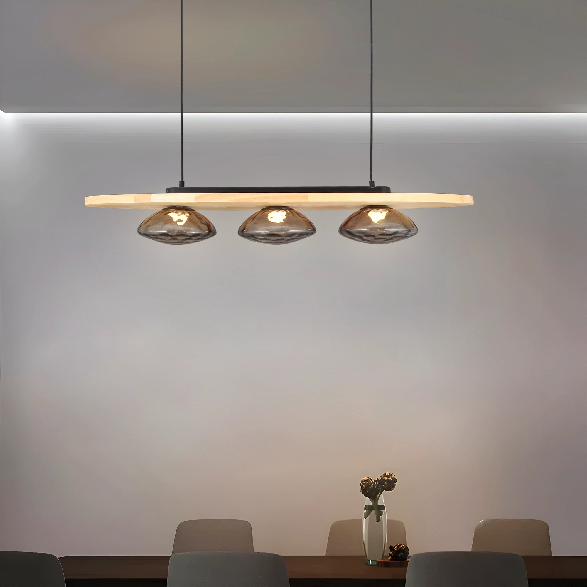 Driftwood Glow Modern Wood Linear Chandelier