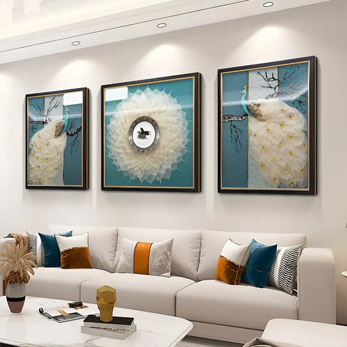 Elegant Peacock 3-Piece Wall Decor Art Set