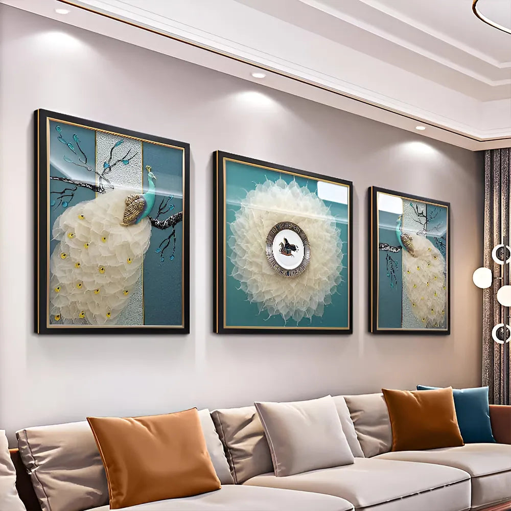 Elegant Peacock 3-Piece Wall Decor Art Set