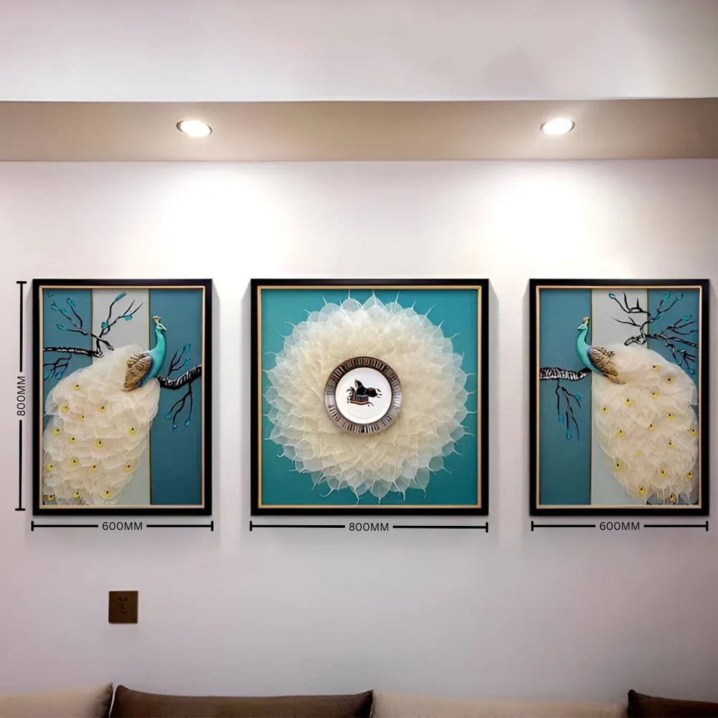 Elegant Peacock 3-Piece Wall Decor Art Set