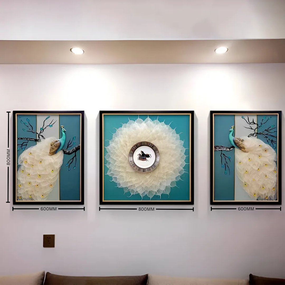 Elegant Peacock 3-Piece Wall Decor Art Set