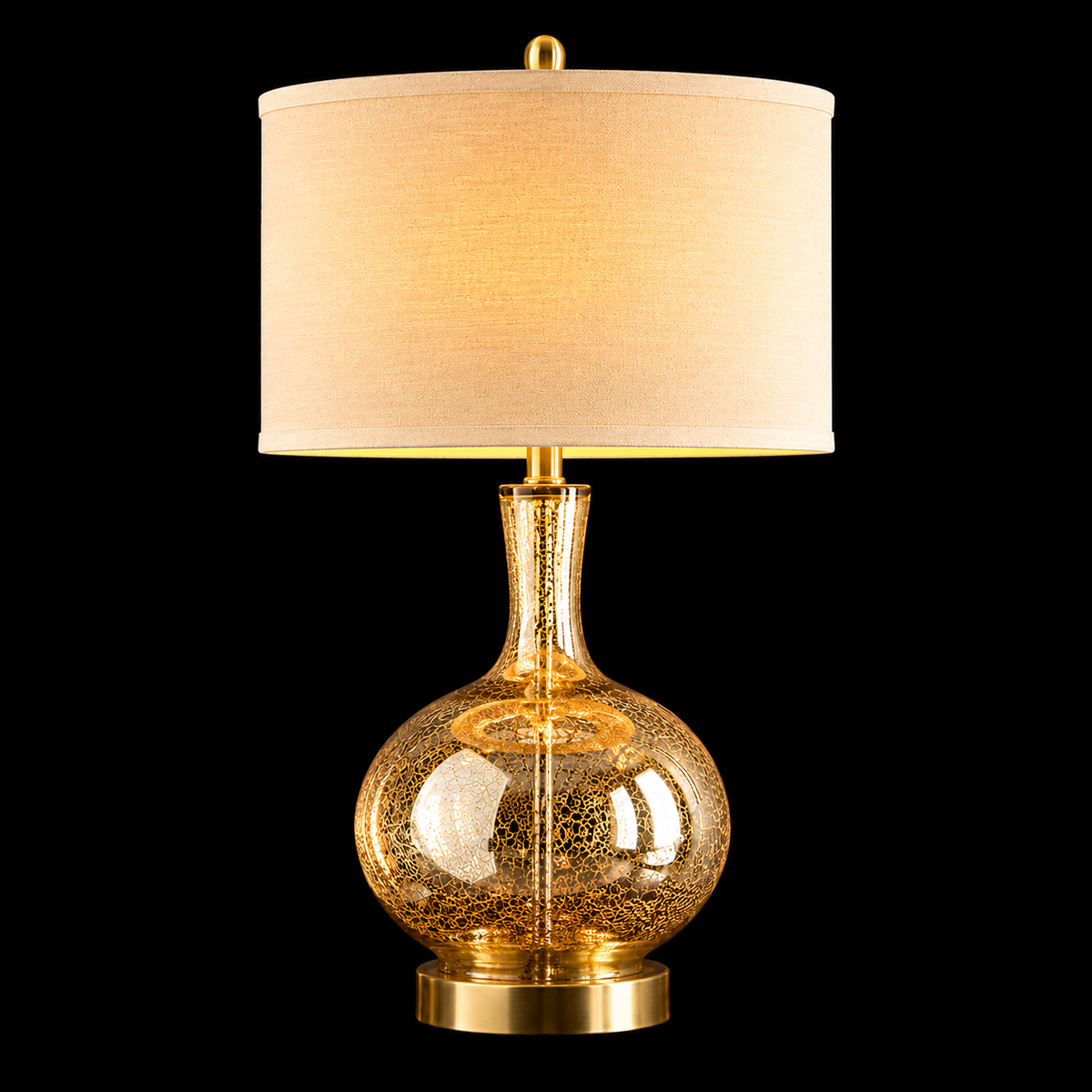 The Golden Arc (Glass, Fabric) Table Lamp