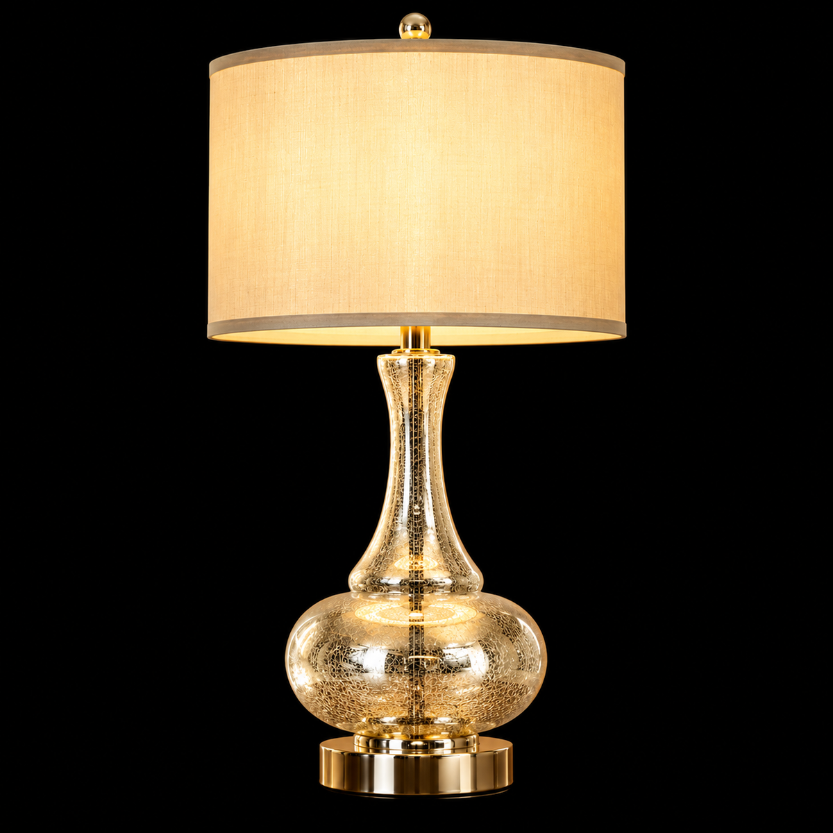 The Silver Arc (Glass, Fabric) Table Lamp