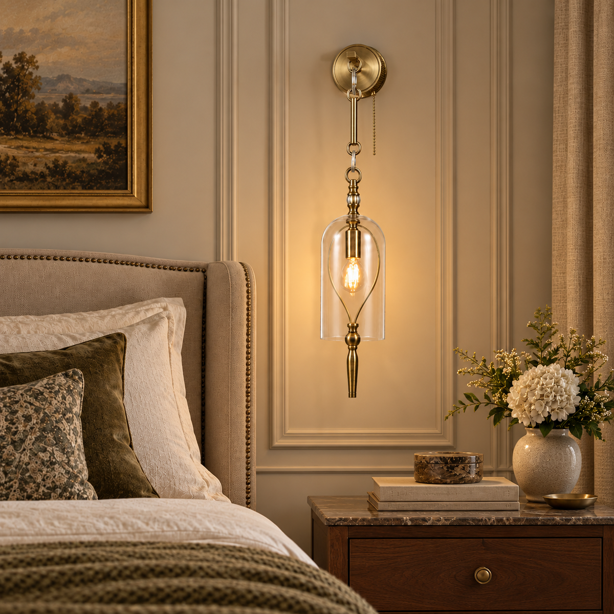 Luxury Vintage Brass Glass Hanging Light Fixture