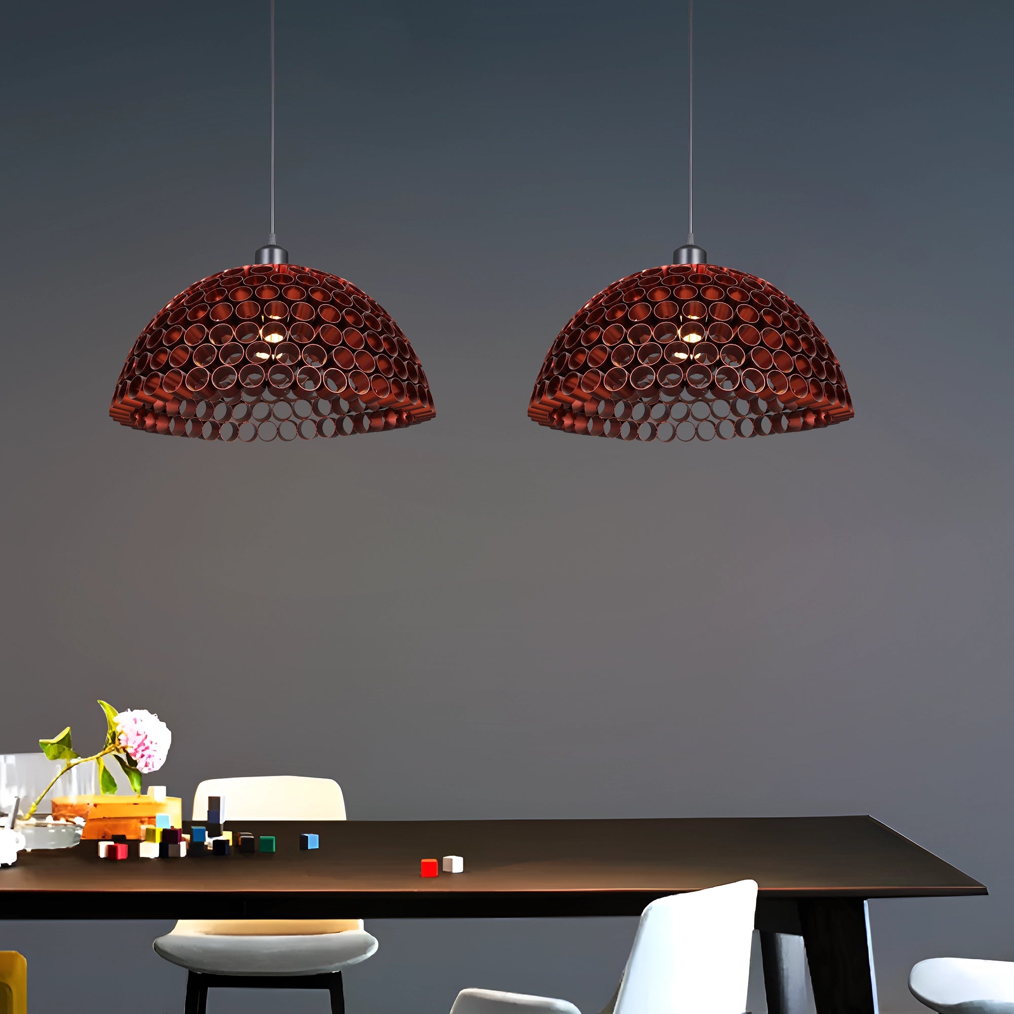 Ember Cell Orb Textured Dome Pendant Light