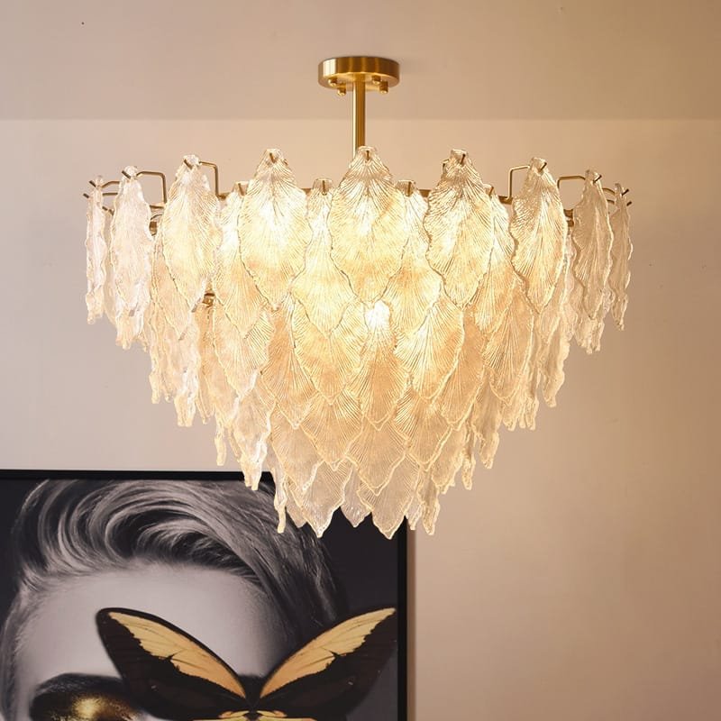 Frostine Leaf Glass Chandelier