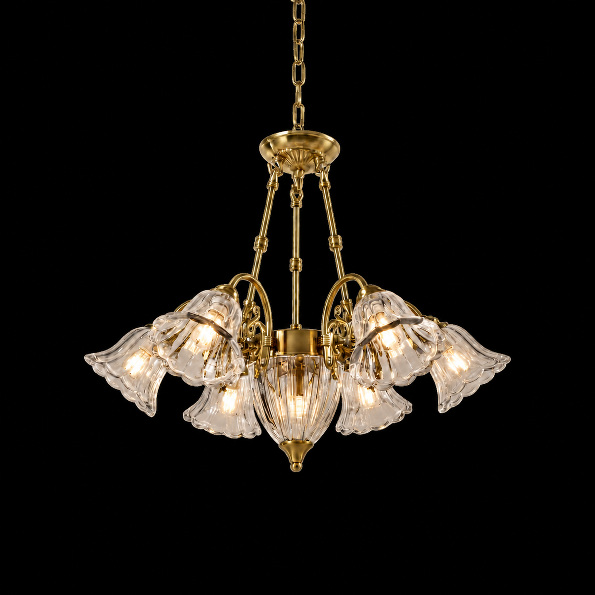 Golden Glass Flower Chandelier