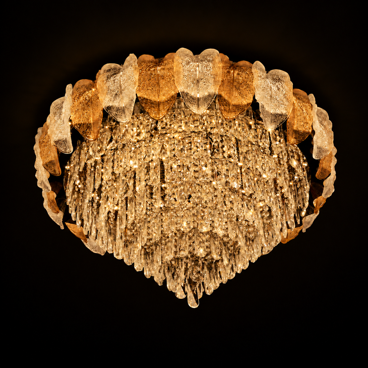 Opaline Cascade Crystal Flush Mount Chandelier