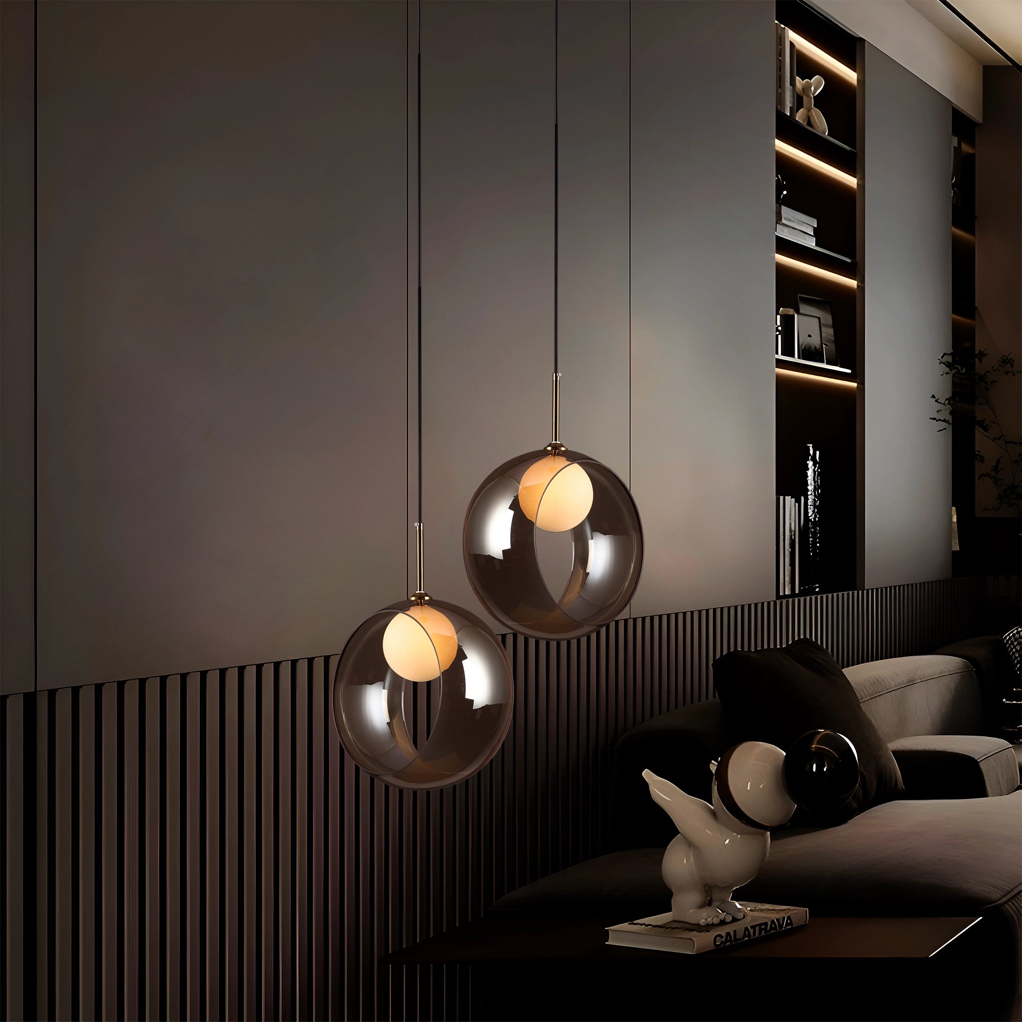 Halo Orb - Contemporary Amber Orb Pendant Light