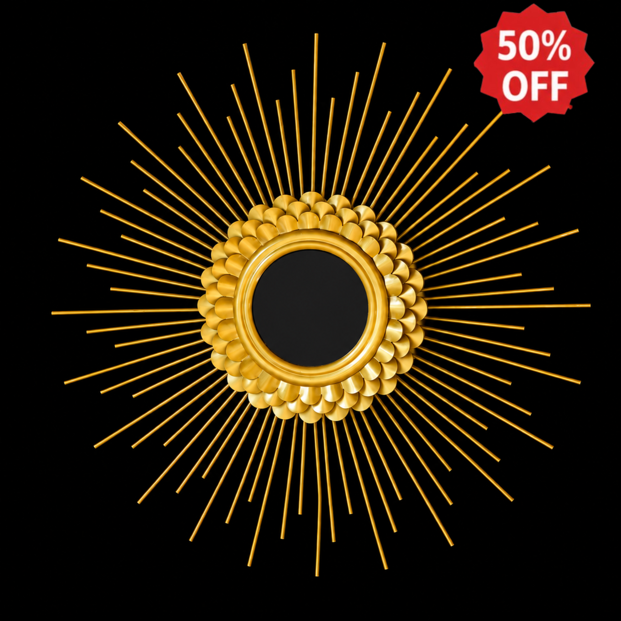 Gold Sunburst Wall Mirror – Decorative Round Metal Accent Mirror
