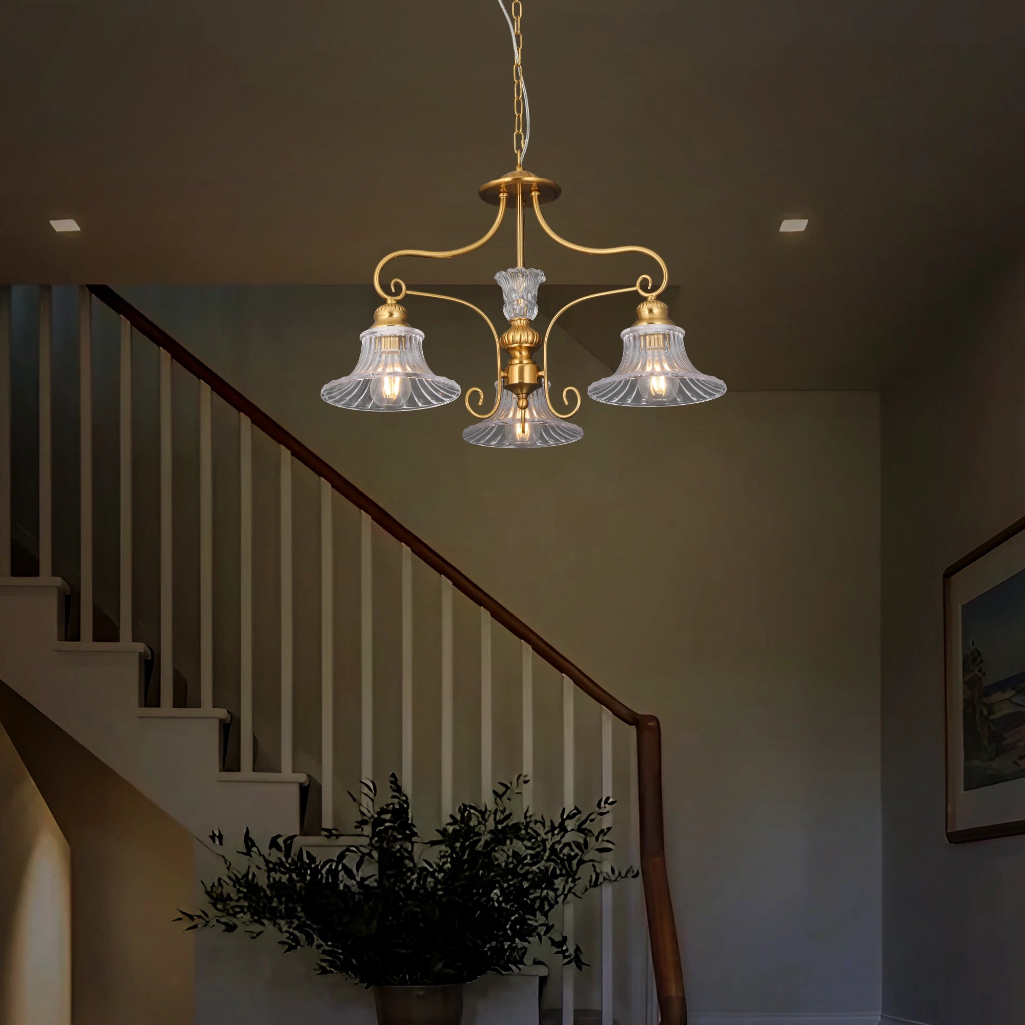 Heirloom Bloom - Vintage Style 3-light Gold Chandelier