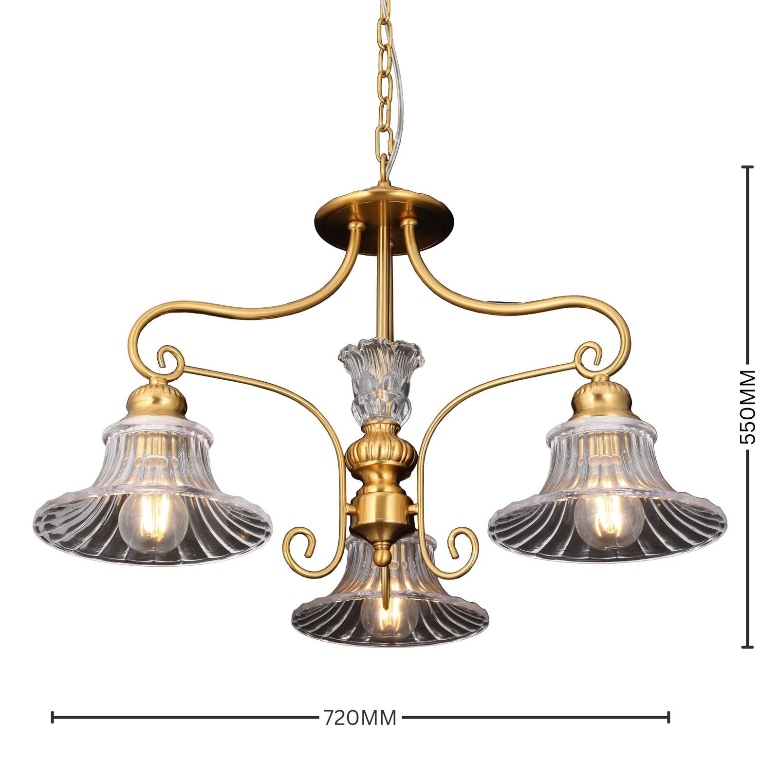 Heirloom Bloom - Vintage Style 3-light Gold Chandelier