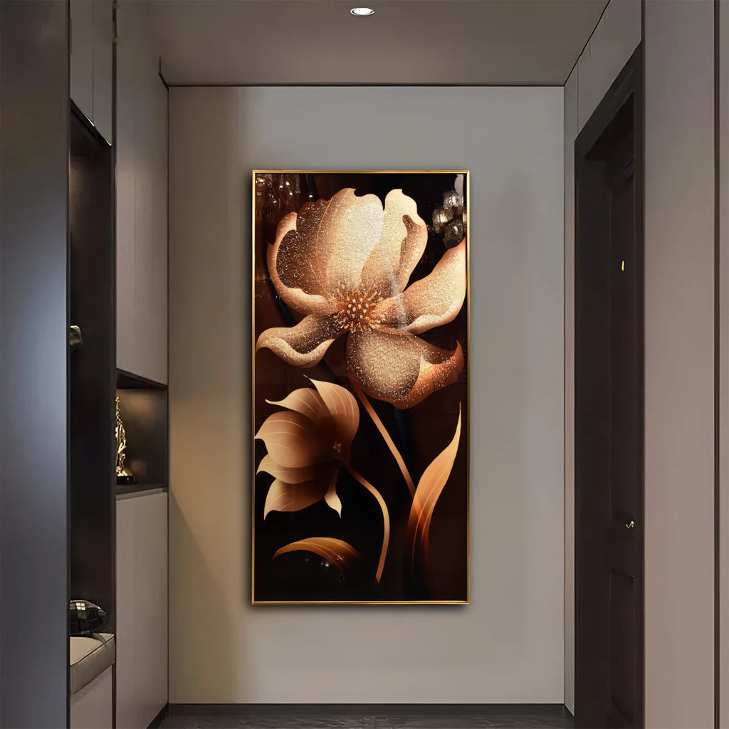 Luminous Golden Bloom Illuminated Wall Art