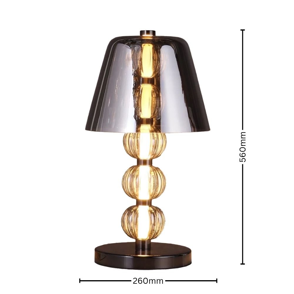LustraDome Silver Bead Glass Table Lamp