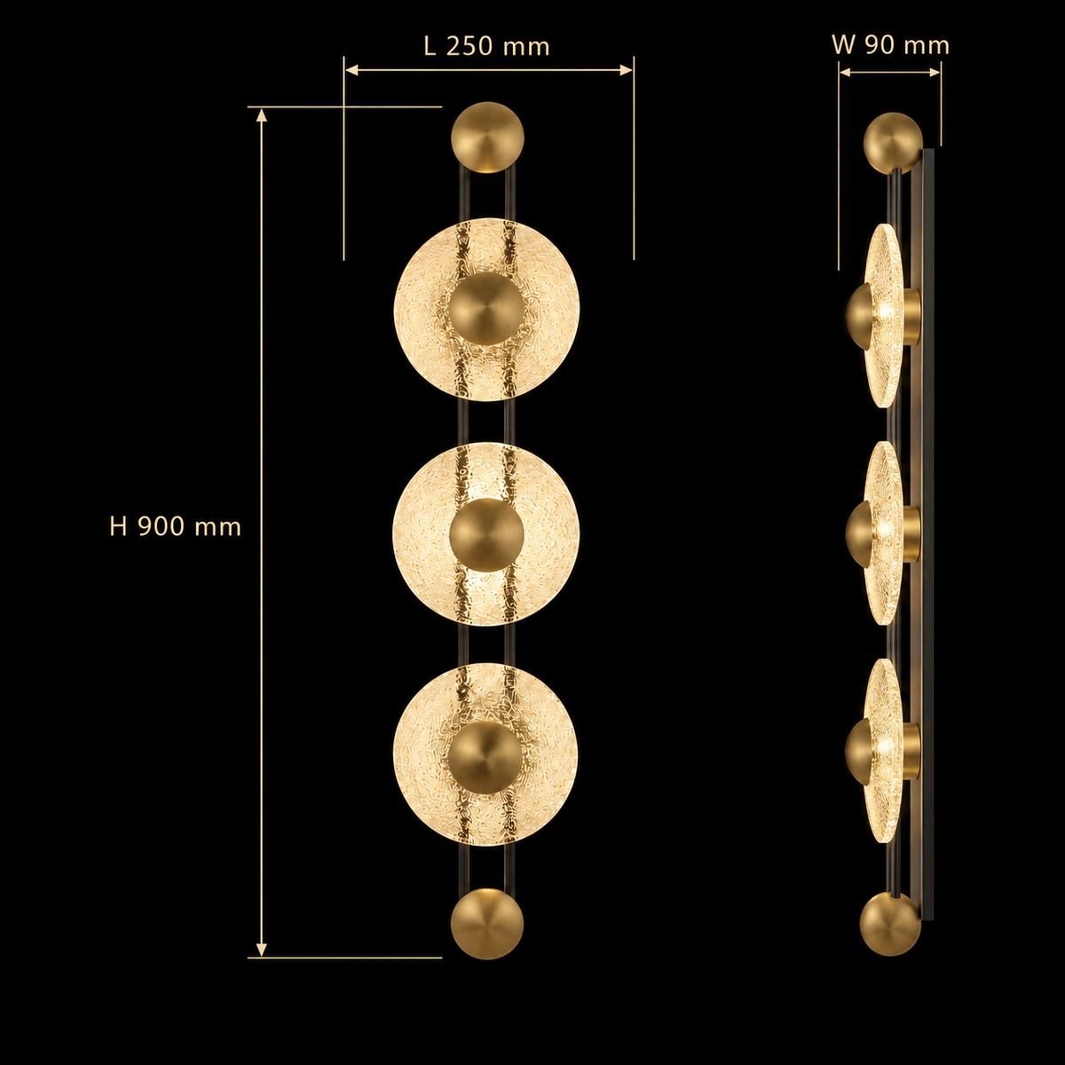 Celeste Trio Glass Wall Light