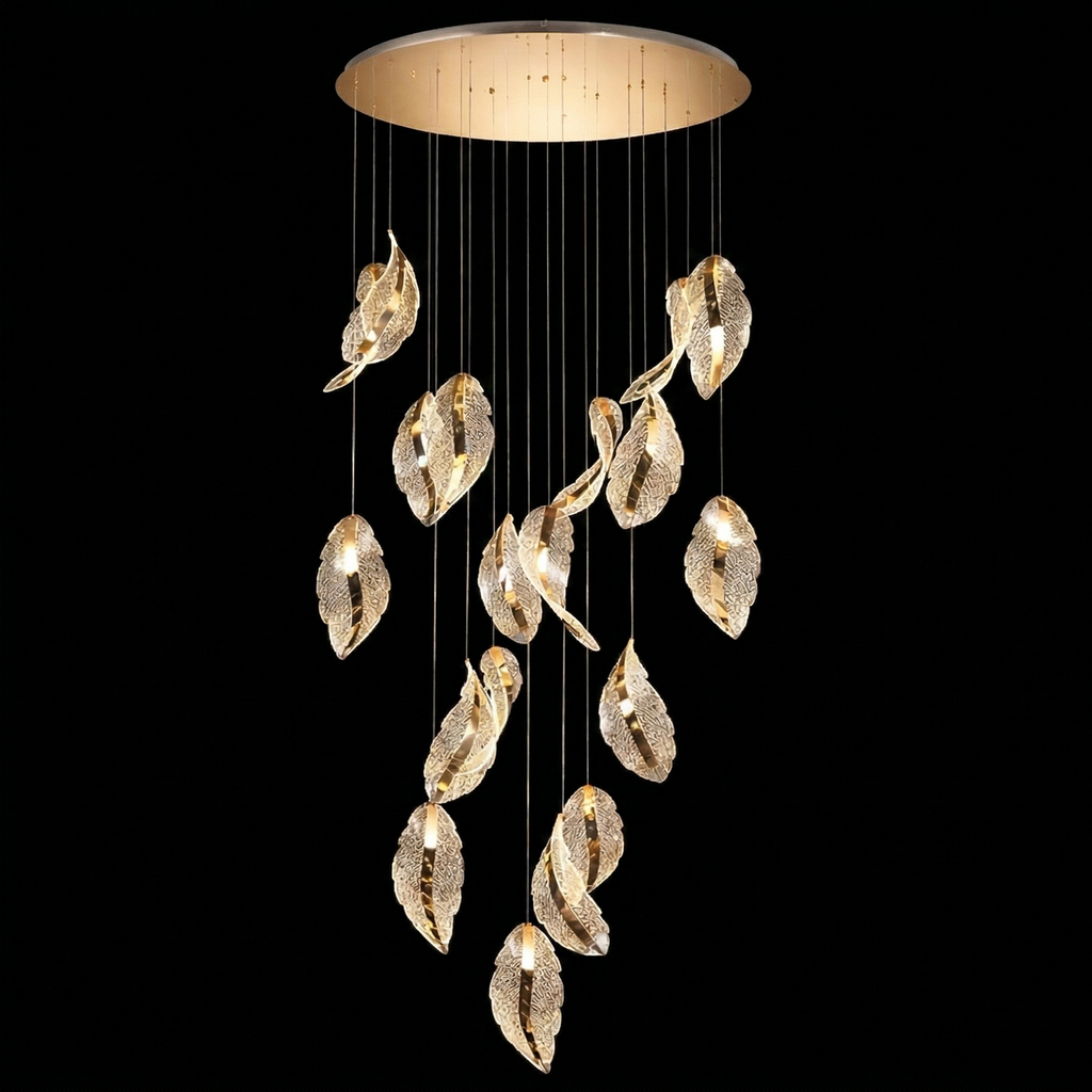 Luxury Golden Leaf Cascade Chandelier