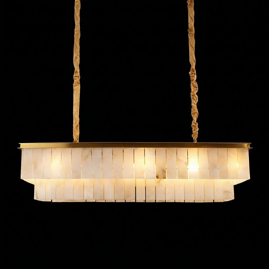 Cascara Tiered Rectangle Marble Chandelier