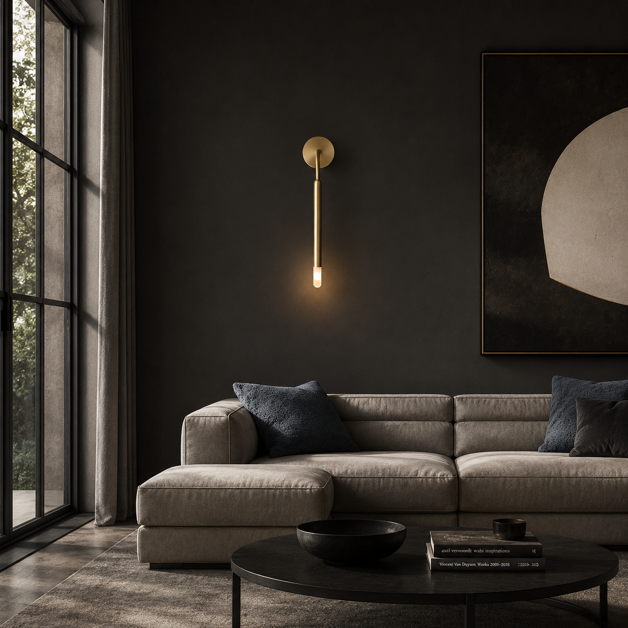 Modern Gold Linear Tube Wall Sconce