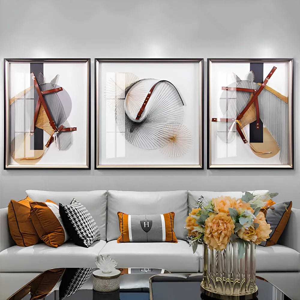 Modern Abstract Horse-Inspired 3-Piece Wall Art