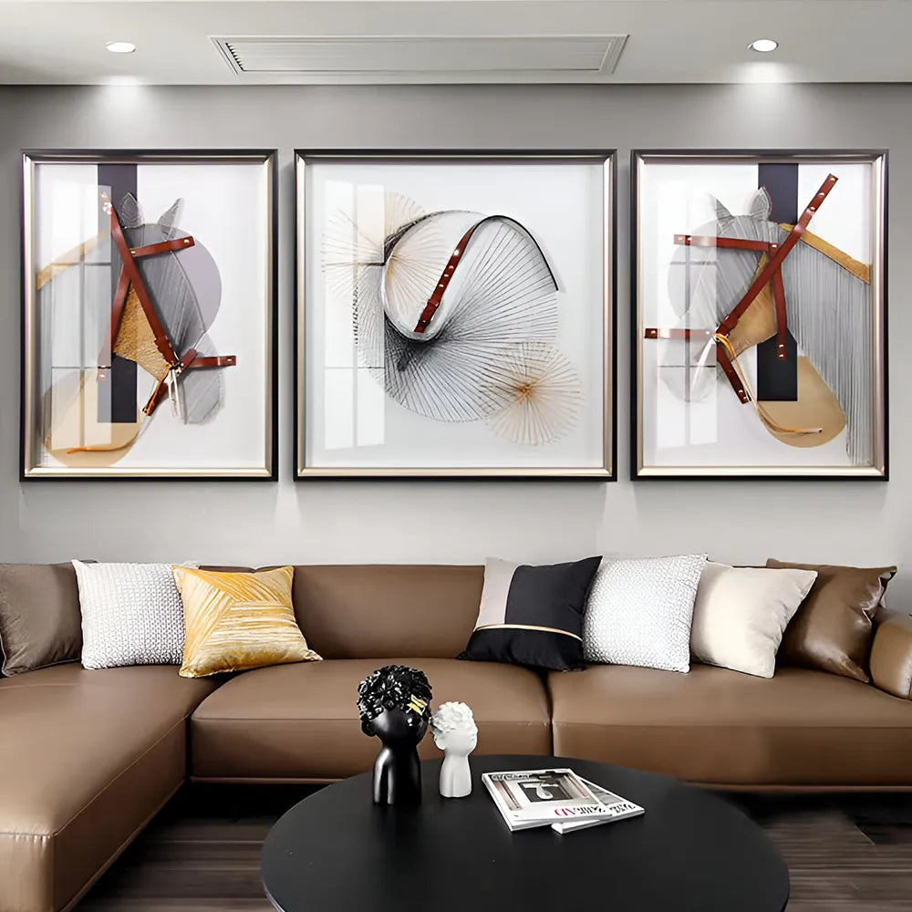 Modern Abstract Horse-Inspired 3-Piece Wall Art